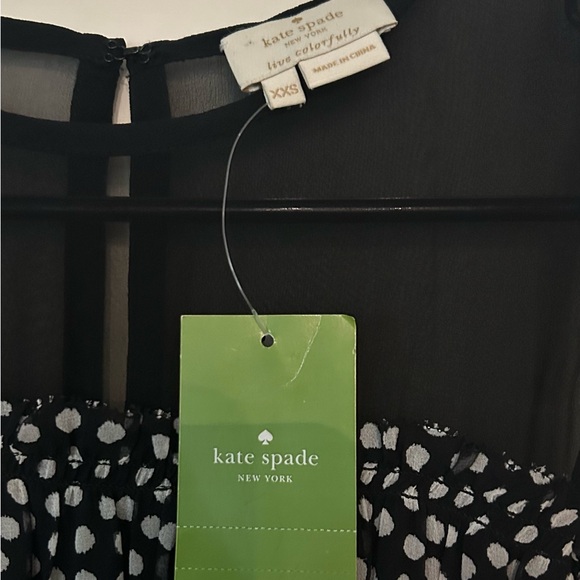NWT Kate Spade Spot Chiffon Dress Black & Cream Size xxs - Picture 5 of 8